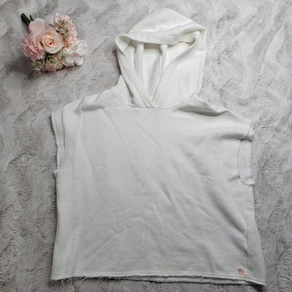 Bellerose Filie Cotton White Fringe Hem Hooded Sweatshirt Size 1 - Picture 2 of 16